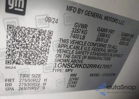 2024 Chevrolet Tahoe 2Wd Rst from USA, damaged, VIN 1GNSCRKD2RR417057